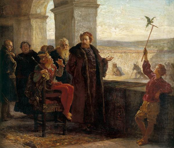 Sigismund the Old with Stanczyk at the Wawel Castle, Wojciech Gerson